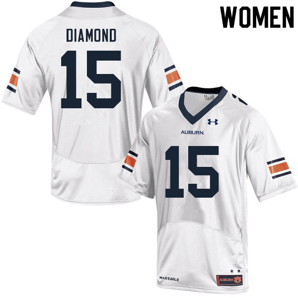 Auburn Tigers Women's A.D. Diamond #15 White Under Armour Stitched College 2021 NCAA Authentic Football Jersey XAF7174FY